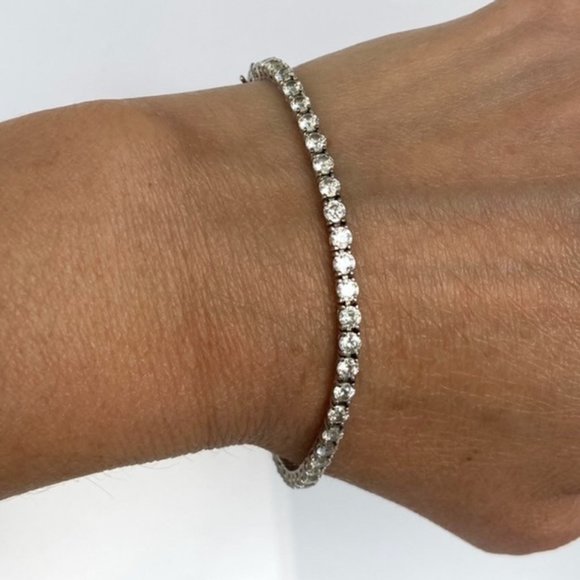 Jewelry - Sterling Silver 925 3mm Round Prong Set CZ Cubic Zirconia Tennis Bracelet 7.25"